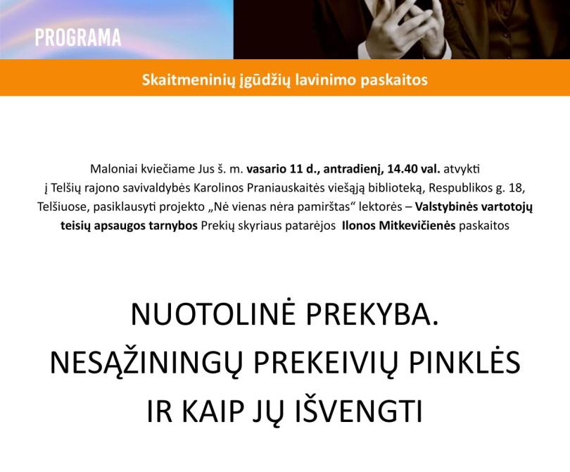 Kviečiame į paskaitą apie nuotolinę prekybą